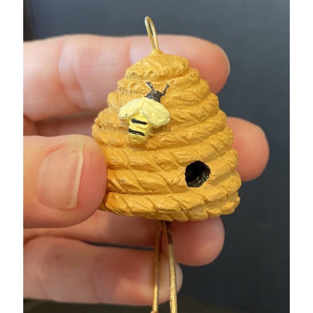 Black Bear Bears Honey Comb Bee Christmas Dangling Ornaments Resin Set Of 6 - Picture 4 of 7